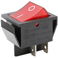 Heschen - Interruptor basculante DPST de encendido y apagado- 4 terminales- luz roja- 16 A- 250 V CA- 2 unidades